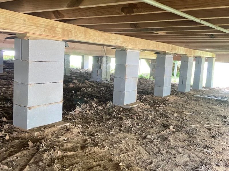 Cinder block pier foundation repair for a home in Amarillo, TX