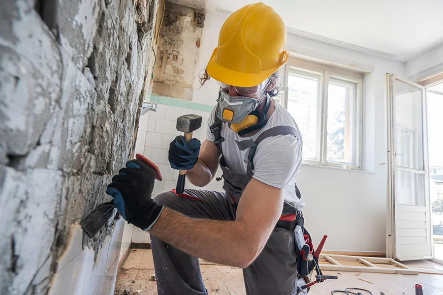Foundation demolition and wall removal during repair in Amarillo, TX