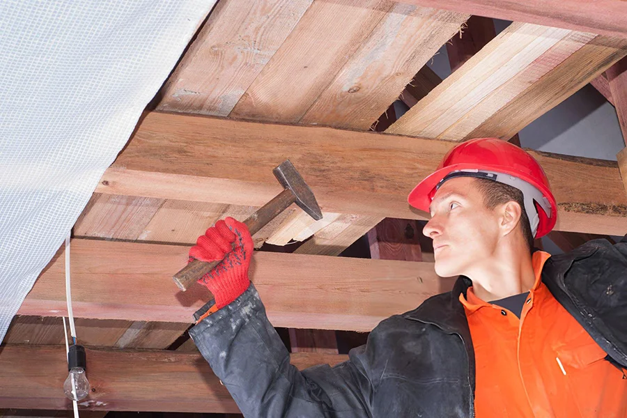 Structural inspection of floor joists during foundation repair in Amarillo, TX