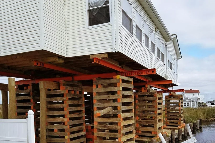 House lifting service with cribbing support for foundation replacement in Amarillo, TX