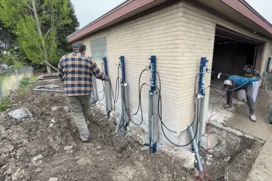 Injection pier installation for foundation repair in Amarillo, TX