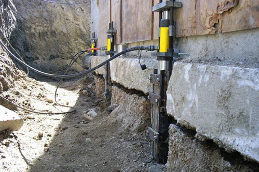Injection pier system installed along a home foundation in Amarillo