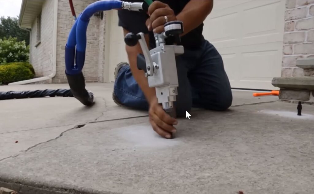 Concrete driveway leveling with polyurethane foam injection in Amarillo, TX