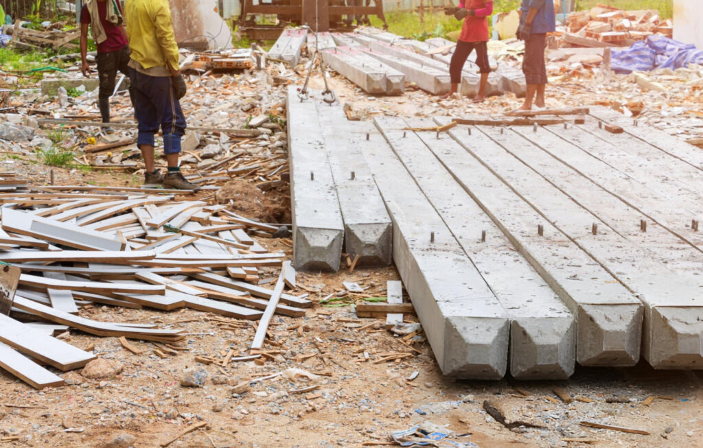 Concrete pier pilings for residential foundation underpinning in Amarillo, TX