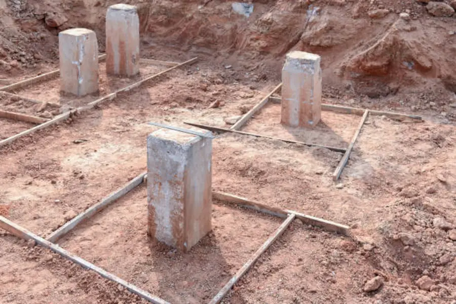 New concrete slab foundation footings during replacement in Amarillo